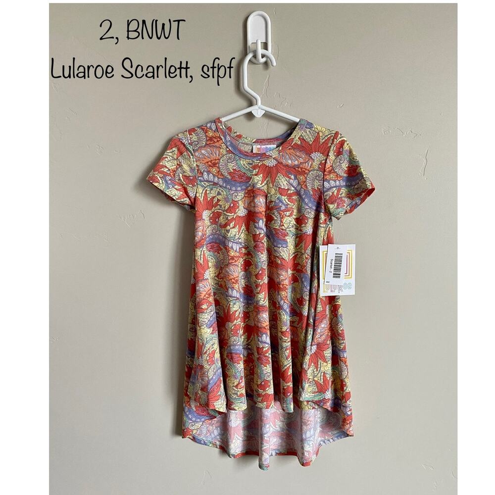 Lularoe Scarlett Hi Low Pink Paisley Print Swing Dress Sz Kids 4 NWT Flowy Twirl